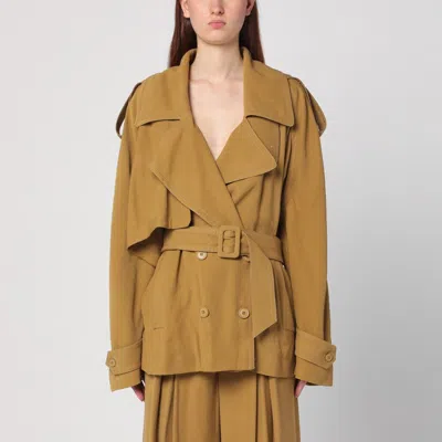 The Andamane Double-breasted Overcoat In Ochre Yellow Women