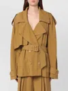 The Andamane Double-breasted Overcoat With Belted Epaulettes In Yellow