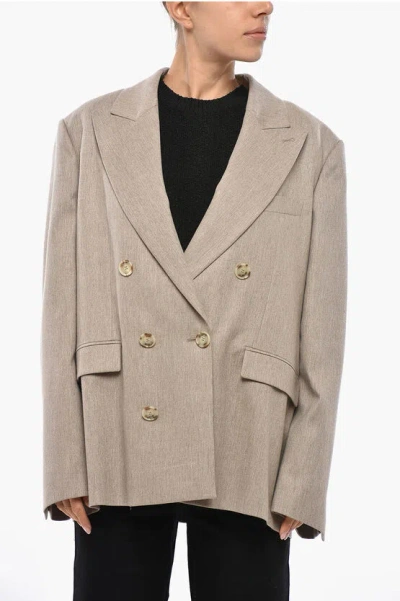 The Andamane Double-breasted Pixie Oversized Blazer In Neutral