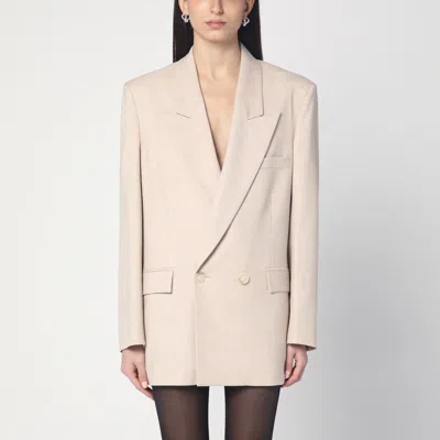 The Andamane Double-breasted Sand-coloured Jacket In Gray