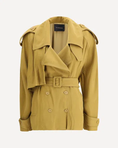 The Andamane Double-breasted Short Trench Coat In Beige