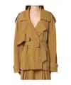 The Andamane Double-breasted Overcoat In Ochre Yellow Women In Brown