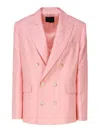 The Andamane Structured Blazer With Shoulder Padding And Multiple Pockets In Nude & Neutrals