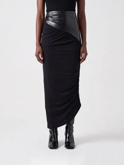 The Andamane Ursula High Waist Ruched Asymmetrical Skirt In Black