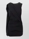 The Andamane Draped Asymmetric Mini Dress With Open Back In Black