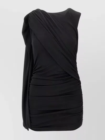 The Andamane Draped Asymmetric Mini Dress With Open Back In Black