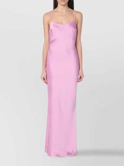THE ANDAMANE DRAPED BACK SATIN FINISH SPAGHETTI STRAPS DRESS