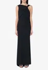 The Andamane Venere Draped Maxi Dress In Black