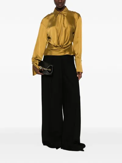 The Andamane Draped Long-sleeve Shirt In Yellow
