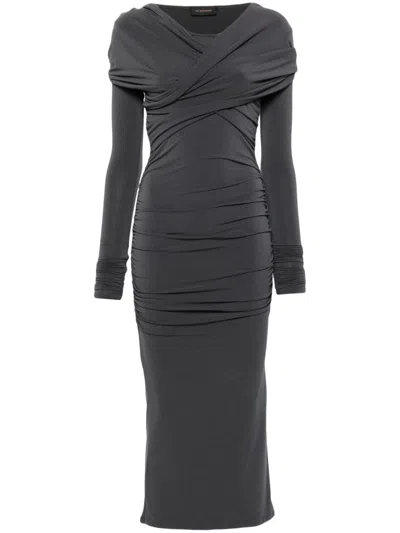 The Andamane Odilla Hooded Midi Dress In Grau