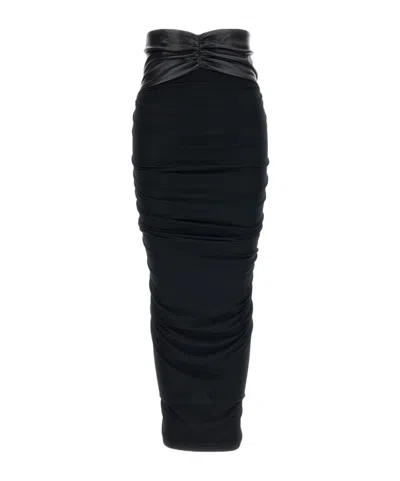 The Andamane Draped Midi Skirt In Black