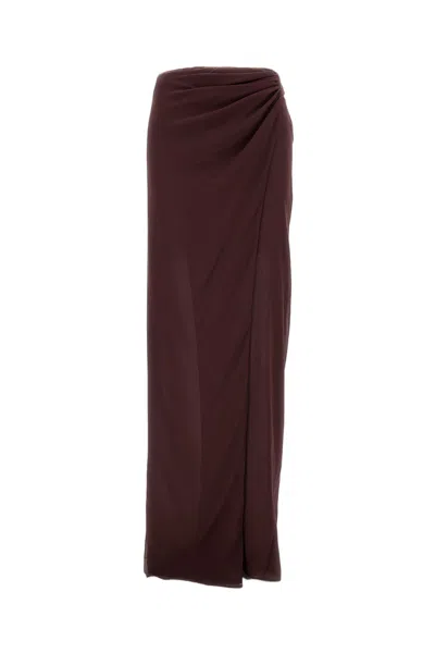 The Andamane Draped Midi Skirt With Concealed Zip And Side Split In Red