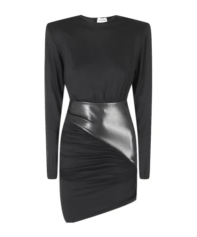 The Andamane Ursula Ruched Mini Dress In Black