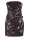 The Andamane Strapless Mini Dress Featuring Draped Detailing In Brown