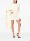 The Andamane Xenia Draped Sleeve Asymmetric Mini Dress In Neutral