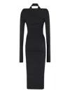 The Andamane Draped-neckline Midi Dress In Black