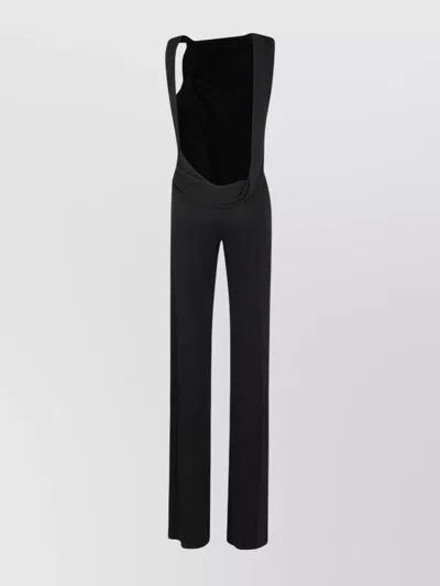 The Andamane Draped Neckline Sleeveless Wide Leg Jumpsuit In Black