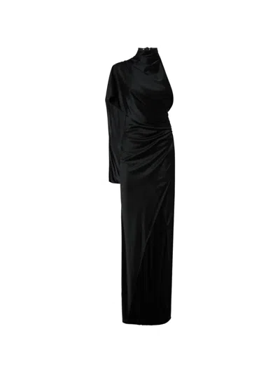 The Andamane Draped One-shoulder Maxi Dress In Black