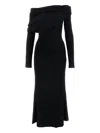 The Andamane Draped One-shoulder Midi Dress In Black