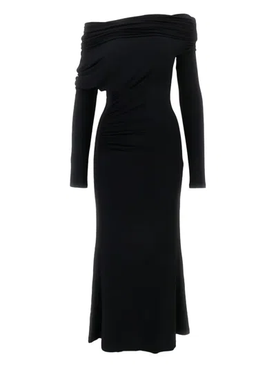 THE ANDAMANE DRAPED ONE-SHOULDER MIDI DRESS