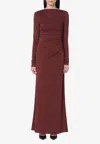 The Andamane Draped Long Dress In Cocoa Colour Women In Brown
