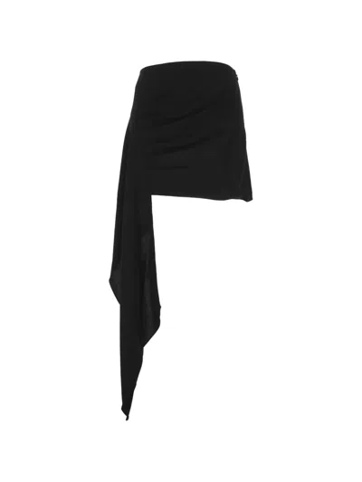 The Andamane Draped Ruched Mini Skirt In Black