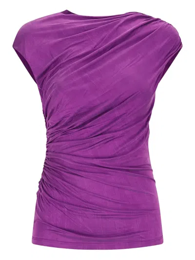 The Andamane Draped Short-sleeve Top In Pink
