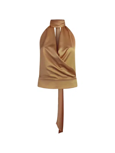 The Andamane Draped Top In Brown
