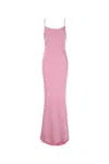 The Andamane Draped Back Satin Finish Spaghetti Straps Dress In Pink
