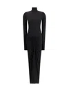 The Andamane Turtleneck Gathered Warwick Dress In Black