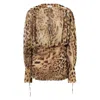 The Andamane Lace-up Animal-print Mini Dress In Brown