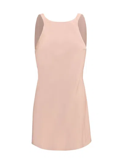 The Andamane Sleeveless Satin Mini Dress With Draped Hood In Pink