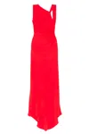 The Andamane Draped One Shoulder Slit In Red