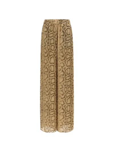 The Andamane Lena Snake Print Wide Leg Trousers In Neutral