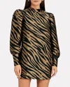 The Andamane Elisa Zebra Stripe Mini Dress In Beige,black In Multi