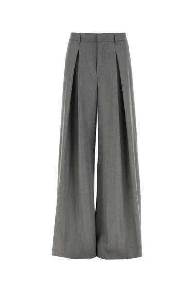 The Andamane Embroidered Jacquard Tara Wide-leg Pant In Gray
