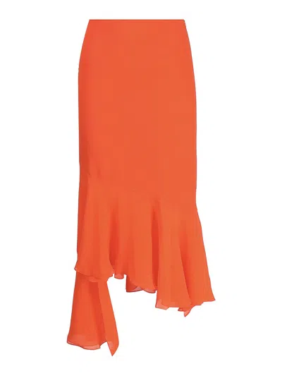 The Andamane Asymmetric Mid Skirt In Orange