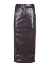 The Andamane Bordeaux Faux Leather Midi Skirt In Gray
