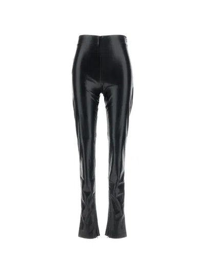 The Andamane Faux-leather Zipped-hem Trousers In Black