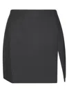 The Andamane Fitted Black Mini Skirt With Subtle Slit Detail In Black