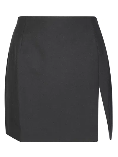 THE ANDAMANE FITTED BLACK MINI SKIRT WITH SUBTLE SLIT DETAIL