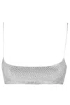The Andamane Fitted Tulle Bralette Top With Rhinestone Accents In Silver