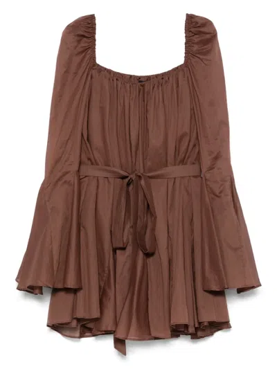 The Andamane Flared Dress Customizable Fit In Brown