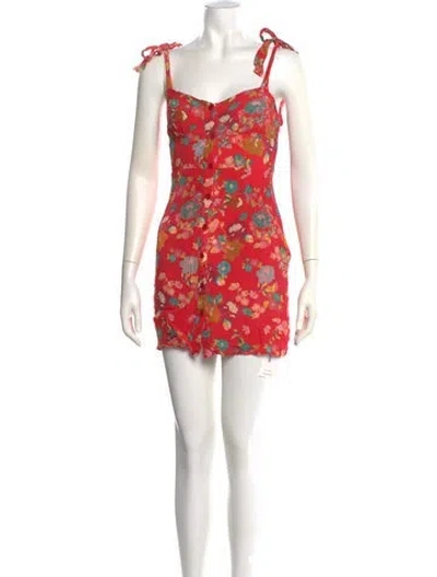 Pre-owned The Andamane Floral Print Mini Dress In Red