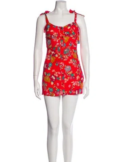 Pre-owned The Andamane Floral Print Mini Dress In Red