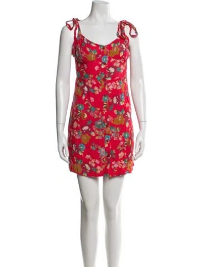 Pre-owned The Andamane Floral Print Mini Dress In Red
