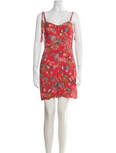 Pre-owned The Andamane Floral Print Mini Dress In Red