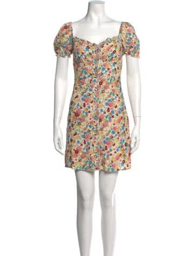 Pre-owned The Andamane Floral Print Mini Dress W/ Tags In Neutral