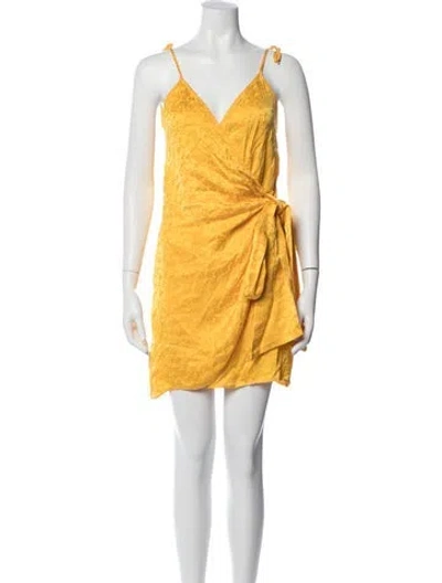 Pre-owned The Andamane Floral Print Mini Dress W/ Tags In Yellow