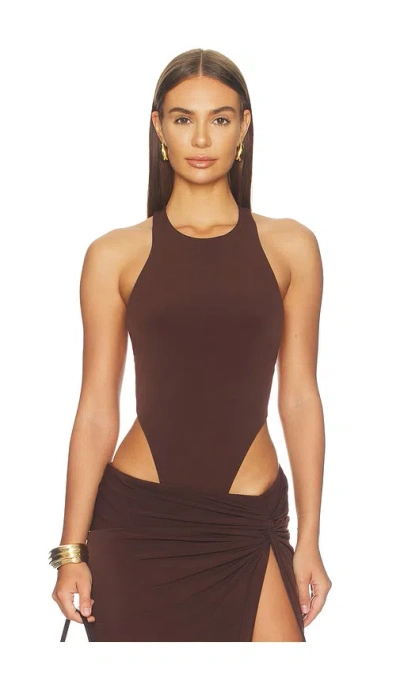 The Andamane Fonda Halter Bodysuit In Burgundy
